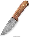 Perkin Knives Cuchillo de Caza Damasco Cuchillo bushcraft con Cuchillo y afilador de Cuchillos