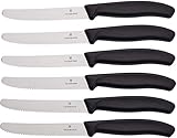 Victorinox Cuchillo con hoja de 11 cm, paquete de 6 piezas, Negro, Medium