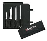 3 Claveles Set Cocina-Cuchillo Carnicero, Deshuesador y Jamonero + Chaira + Maletín Portacuchillos con Capacidad para 6...