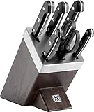 ZWILLING Bloque de cuchillos auto-afilables de 7 piezas, Bloque de madera, Cuchillos y tijeras con mango especial de...