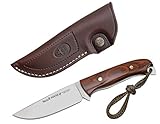 Muela Cuchillo husky HUSKY-10R hoja de acero MoVa de 10 cm y empuñadura de madera rosewood para Caza, Pesca,...