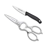 3 Claveles - Set Tijeras Cocina + Cuchillo Verduras, Acero Inoxidable - (Tijera 20 cm, Cuchillo 9 cm)