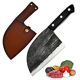 Promithi Cuchillo Artesanal Japonés de Carnicero y Cocina Profesional - Cuchillo de Hueso, de Carne, Santoku -...