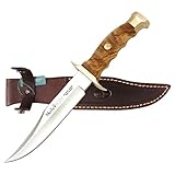 Muela Cuchillo de caza BW-16.OL con hoja de acero inoxidable MoVa de 16 cm y empuñadura de madera de olivo para Caza,...