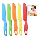 iwobi Cuchillos de Cocina para niños, Cuchillo de plástico para niños, 5 pcs Cuchillo de Seguridad para niños,...