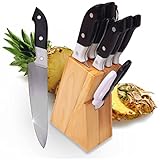 Porta cuchillos de cocina universal 7 piezas (incluye set de cuchillos de cocina profesional). Soporte de cuchillos de...