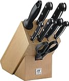 ZWILLING Bloque de cuchillos, 9 piezas, Bloque de madera, Cuchillos y tijeras de acero inoxidable especial/mango de...