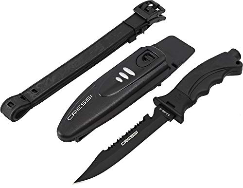 Cressi Borg Knife Black Blade Cuchillo de Buceo, Unisex Adulto, Negro/Hoja Negro, 26.5 cm