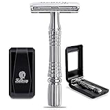 Kanzy Maquinilla de Afeitar Clasica de Doble Filo para Hombre y Mujer Afeitado Manual Safety Razor, Set de Afeitado con...