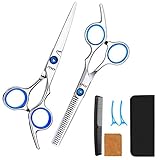 Tijeras Peluqueria Profesional con Navaja Kit Tijeras de Peluqueria completa Acero Inoxidable 6 pulgadas para Peluquero...