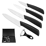 Ballery Cuchillos de Cerámica Set, 4 Piezas Cuchillos de Cocina y 1 Pelador Cerámica (6'Chef Cuchillo, 5''...