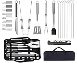 LHAVEUPY Utensilios para Barbacoa Accesorios Barbacoa, 22 Piezas Kit Barbacoa Acero Inoxidable con Bolsa Oxford,...