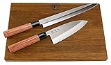 Kai Seki Magoroku Redwood Juego de cuchillos | 1 Yanagiba (Sushi), hoja de 24 cm + 1 Deba (cuchillo de pescado) 15,5 cm...