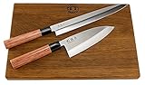 Kai Seki Magoroku Redwood Juego de cuchillos | 1 Yanagiba (Sushi), hoja de 24 cm + 1 Deba (cuchillo de pescado) 15,5 cm...