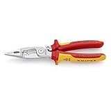 KNIPEX 13 96 200 Alicate para instalaciones eléctricas cromado aislados con fundas en dos componentes, según norma VDE...