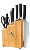 Ginsu Set de 8 Piezas Gourmet Chikara®, Cuchillos de Acero Inoxidable Japonés y Bloque con Acabado en Bambú