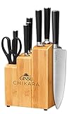 Ginsu Set de 8 Piezas Gourmet Chikara®, Cuchillos de Acero Inoxidable Japonés y Bloque con Acabado en Bambú