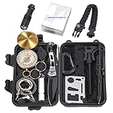 Homvik Kits de Supervivencia 14 en 1 multifuncional Kits Tácticos con Navaja Linterna Manta de Emergencia y Pulsera de...