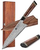 XINZUO 21.5cm Cuchillo de Chef Acero de Damasco, Cuchillo de Cocina Kiritsuke Forjado a Mano Japonés Profesional...