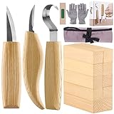 Fuyit Herramientas de Talla de Madera - 17 piezas Conjunto de Herramientas con Cuchillo de Gancho, Cuchillo Whittling,...