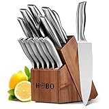 HOBO Juego de Cuchillos, Juego de Cuchillos de Cocina 14 Piezas con un Bloque de Madera, Juego de Cuchillos...