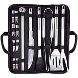 Utensilios Barbacoa Kit, Juego de Utensilios para Barbacoa Accesoriosde Acero Inoxidable Kit 18 Piezas con Bolsa...