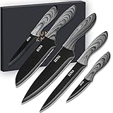 EUNA 5PCS Cuchillos Cocina profesional chef, set de Cuchillos de Cocina Acero inoxidable Hoja Durable y Afilada para...