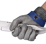 ThreeH Guantes de protección de seguridad Guantes de malla de acero inoxidable para cortar guantes de trabajo GL09 M(Un...