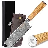 YOUSUNLONG Cuchillo Usuba & Nakiri de 6.5 Pulgadas de Acero Damasco japonés VG10 Mango Hecho de Madera de Olivo...