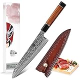 XINZUO Acero de Damasco Cuchillo Chef 21.2cm Cuchillo de Cocinero Acero de Alto Carbono Cuchillo de Cocina Profesional...