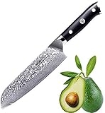 Kitchen Emperor Cuchillo Santoku Damasco, Cuchillo Acero Damasco, Cuchillos de Cocina Profesionales, Prima 67 Capas de...