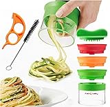 FabQuality Cortador de Verduras Cortador + Pincel + Peeler, en espiral Rallador de Verduras Mano con 3 Cuchillas para...