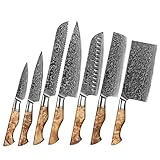 7PC cuchillo de cocina profesional Chef de acero de Damasco Pan Peeling Sande agudo Nakiri cocinero del cuchillo del...