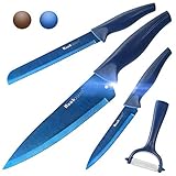 wanbasion Azul Juego de Cuchillos de Cocina Acero Inoxidable, Set de Cuchillos de Cocina Profesional Chef, Juego de...