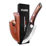 Huusk - Juego de cuchillos de cocina japoneses con funda de cuero de primera calidad. Diseñado para equilibrio y...
