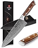 XINZUO Cuchillo Chef 21cm Acero de Damasco Cuchillo de Cocina, Profesional Afilado Cuchillo de Cocinero Acero de Alto...