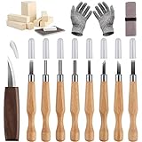 Juego de cuchillos para tallar madera, herramienta para tallar madera, 20 piezas, kit para tallar madera con madera, kit...