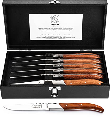 Laguiole Style de Vie Luxury Line - Juego de 6 cuchillos de carne (madera de palisandro)