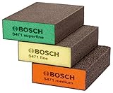 BOSCH 2608621253 - Esponjas abrasivas, pack de 3, 69x97x26mm, Naranja / Amarillo / Verde