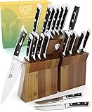 Dalstrong Knife Set Block - Gladiator Series Colossal Knife Set - German HC Steel - 18 Pc - Walnut Stand (Black Handles)
