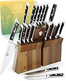 Dalstrong Knife Set Block - Gladiator Series Colossal Knife Set - German HC Steel - 18 Pc - Walnut Stand (Black Handles)