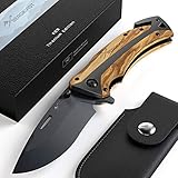 BERGKVIST K29 Titanium Cuchillo Plegable - Navaja de Bolsillo 3 en 1 con Rompe Cristales y Corta Cinturones