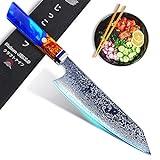 Jikko® Cuchillo de chef japonés Kiritsuke 33 cm con hoja de acero Damasco 67 capas – Modelo original – Cuchillo de...