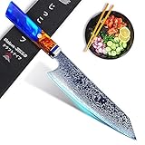 Jikko® Cuchillo de chef japonés Kiritsuke 33 cm con hoja de acero Damasco 67 capas – Modelo original – Cuchillo de...