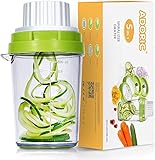 ADORIC Cortador de Verdura 5 en 1 Rallador de Verduras Calabacin Pasta Espiralizador Vegetal Veggetti Slicer Pepino,...