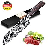 Joyspot Cuchillo Cocina, Cuchillo japonés Santoku, Cuchillo de Chef Profesional de 7 Pulgadas - Cuchillos alemanes de...