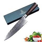 YARENH Cuchillos de Cocina Profesionales 20cm - Cuchillos Masterchef de Acero de japones Damasco - Mango de Madera Pakka...