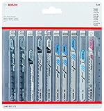 Bosch Professional Set de hojas de sierra de calar 10 uds (para madera y metal, accesorios para sierras de calar con...