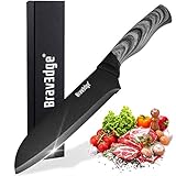 Cuchillos Cocina Cuchillos Japoneses, Bravedge Cuchillo Santoku Acero Inoxidable con Hoja Afilada de 7 'Mango...