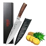 Cuchillo japonés profesional – Cuchillo de chef, cuchillo de acero al carbono inoxidable – hoja afilada de 20 cm...